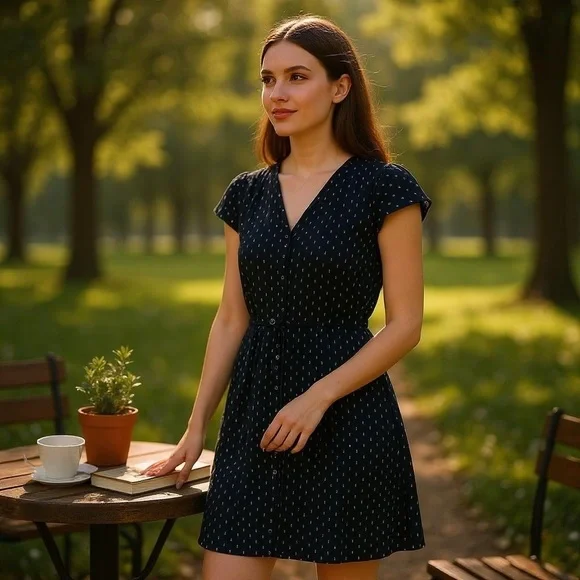 H&M Black Button Front Dress – Size 10 – Fully Lined - Picture 3 of 11